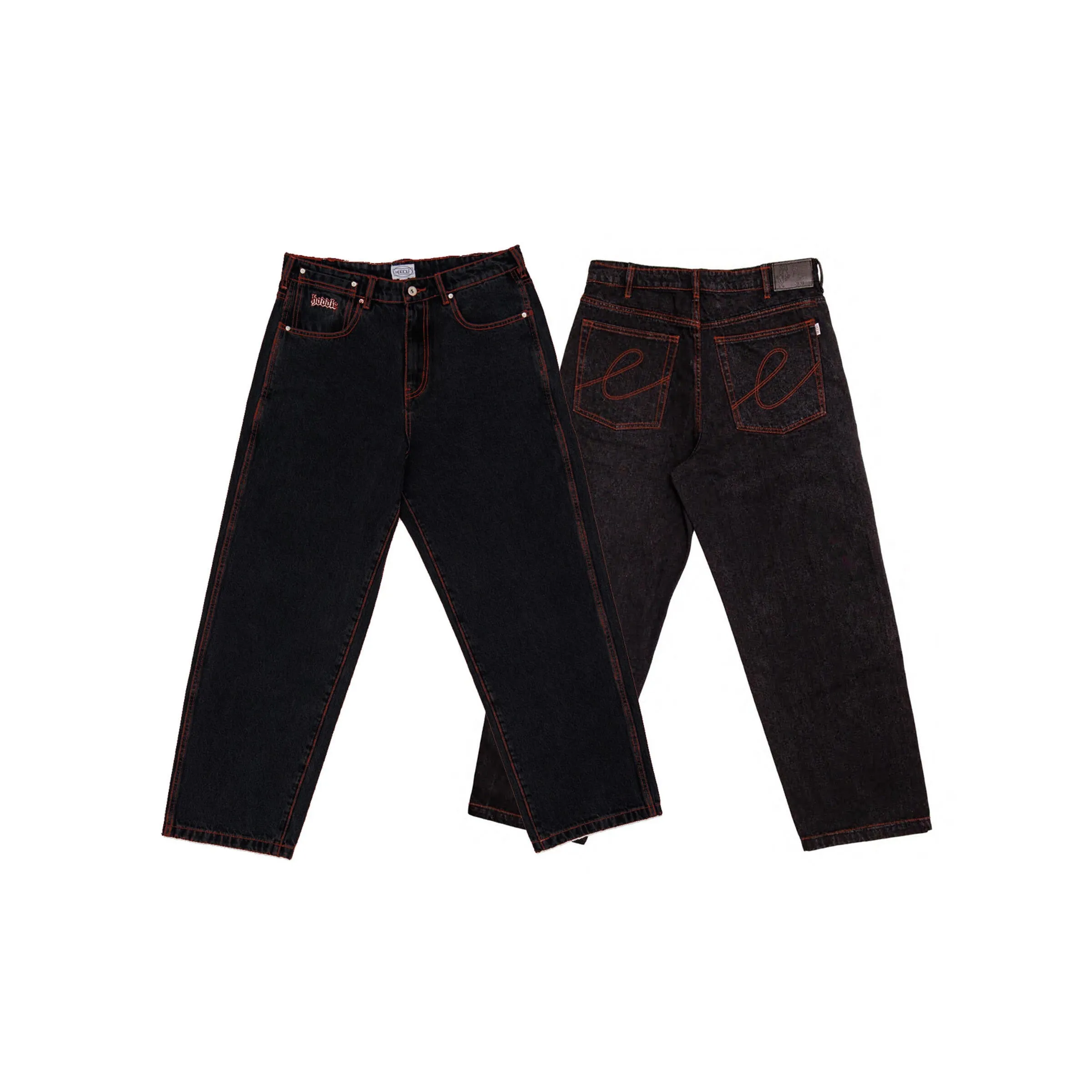 Hoddle 16o Denim Ranger Jean: Black/Red Stitch