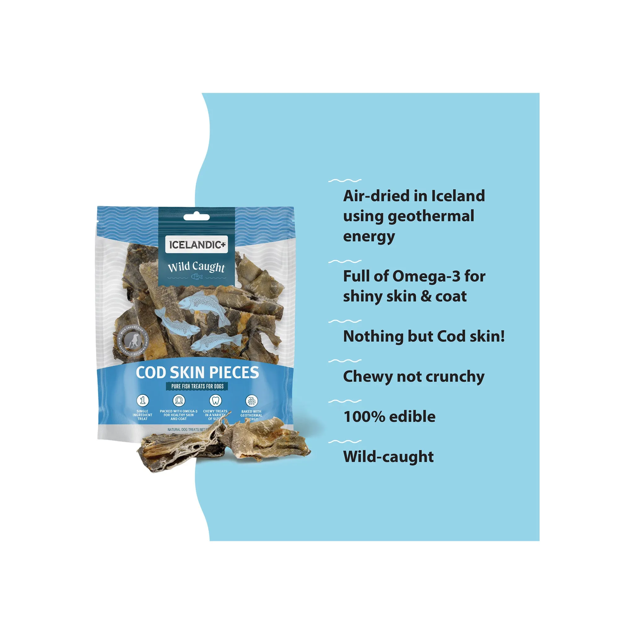 Icelandic  Grain-Free Cod Skin Fish Chews Dog Treats