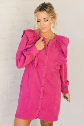 In the Moment Corduroy Shirt Dress