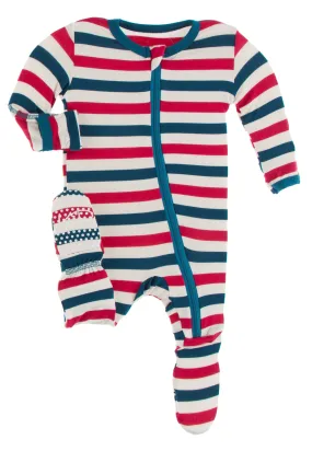 KicKee Pants USA Stripe Footie with Zipper