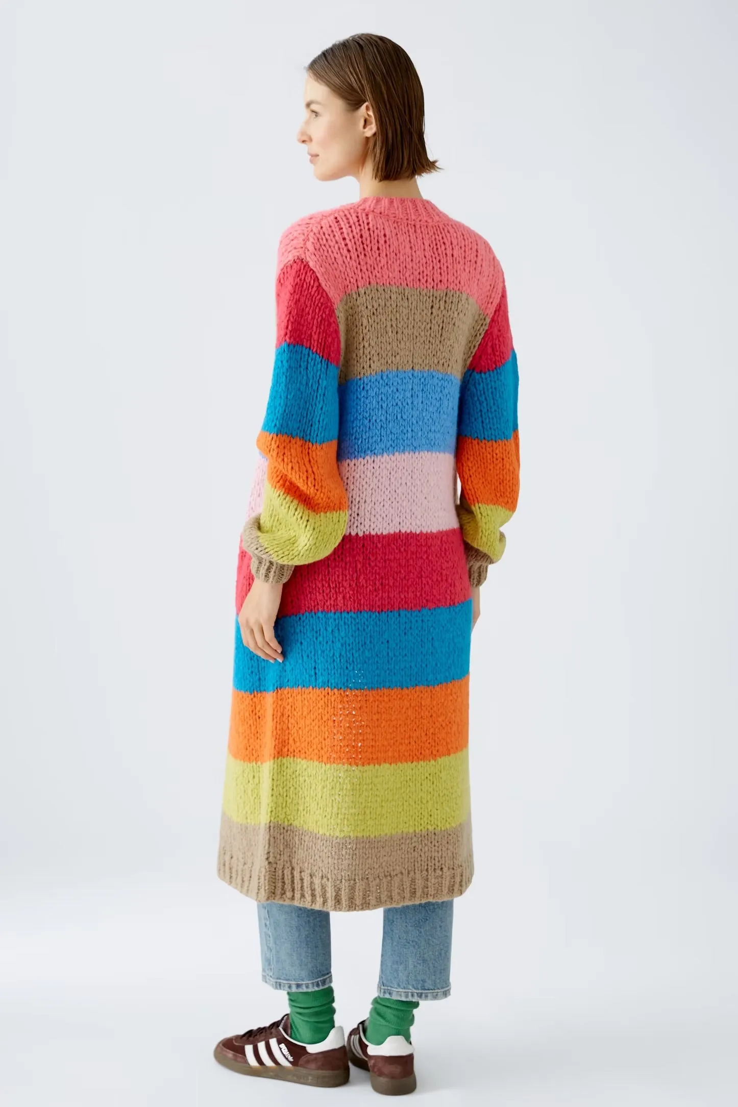 Knitted Coat in Red/Blue