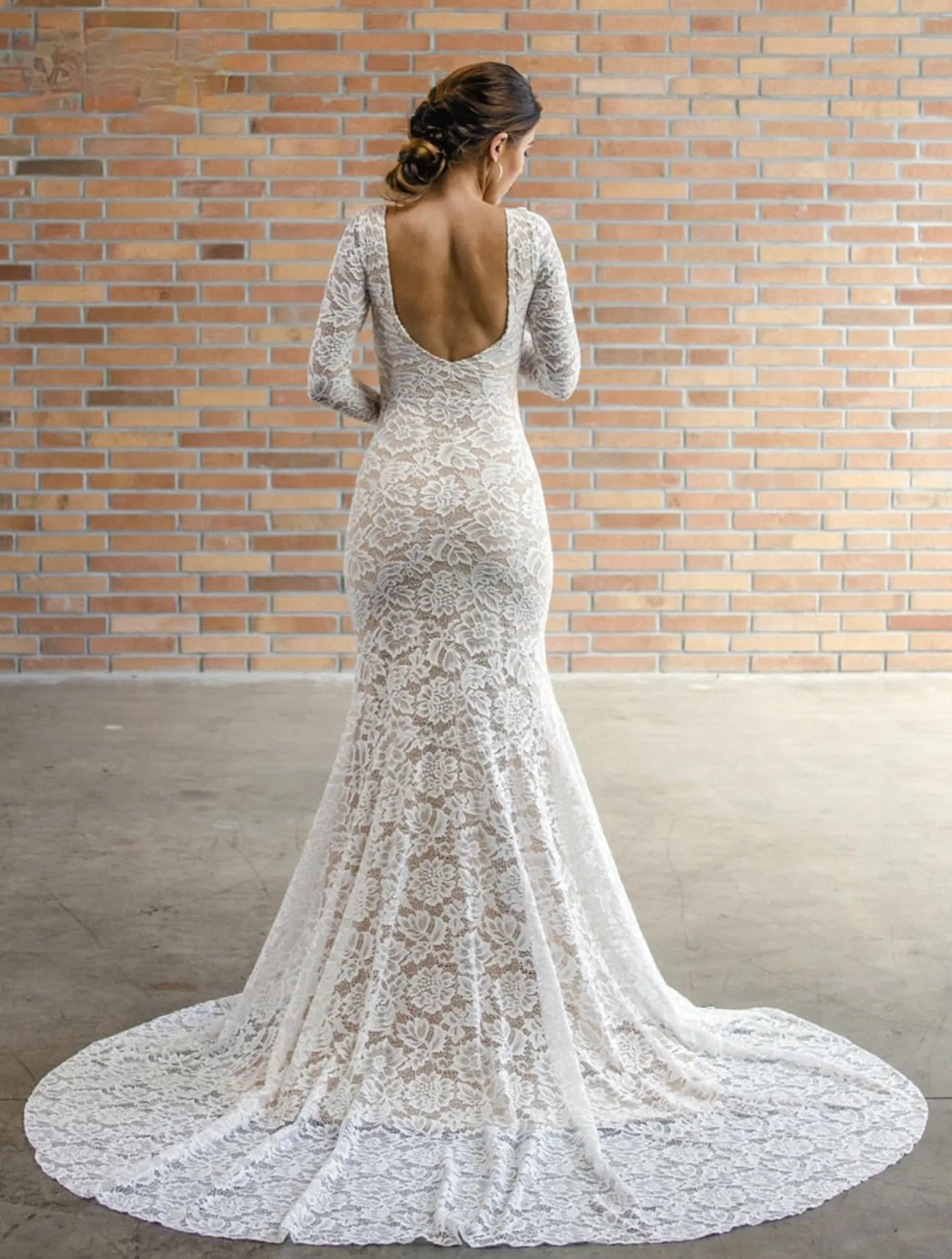 Lace Boho Long Sleeve Bridal Wedding Dress