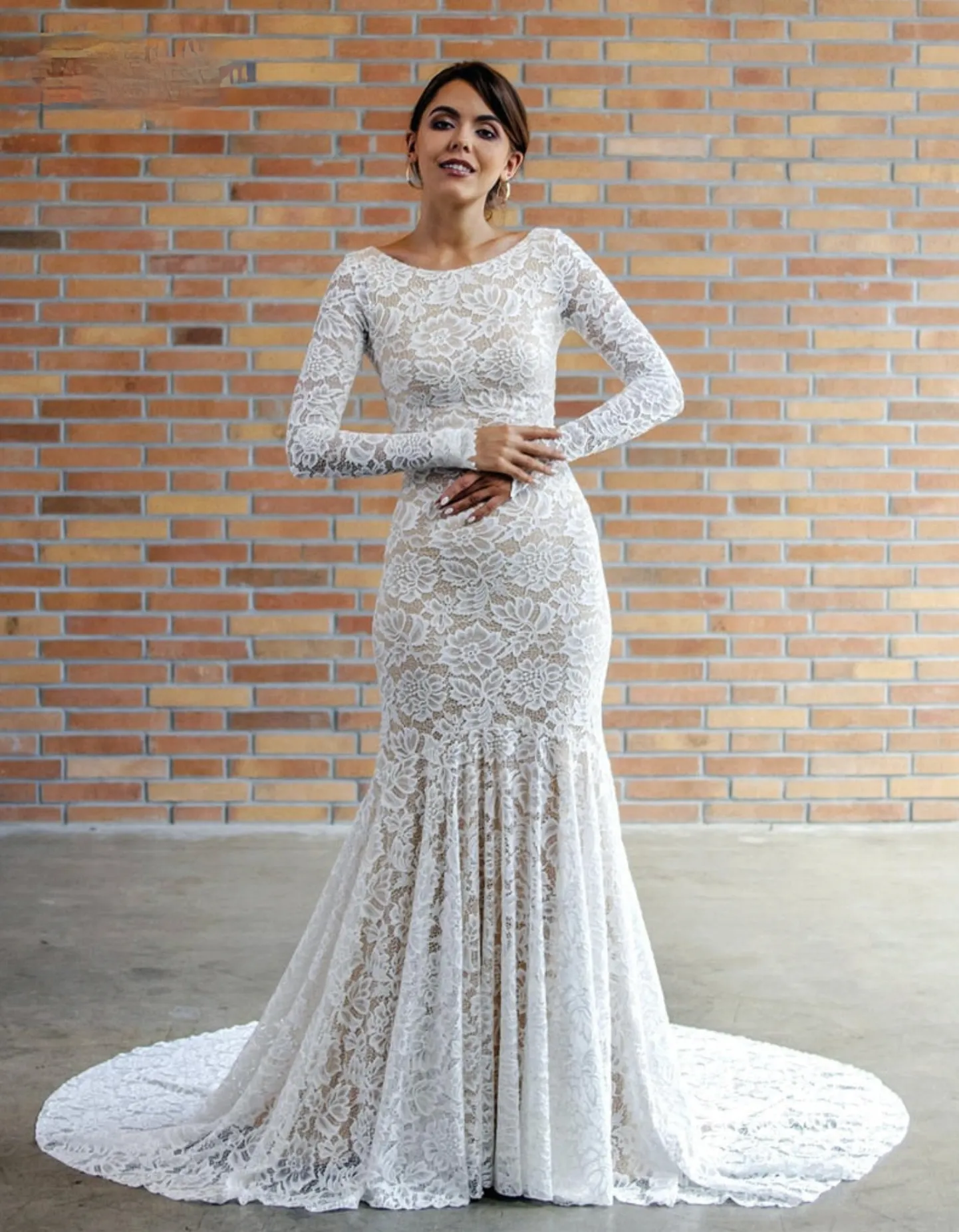 Lace Boho Long Sleeve Bridal Wedding Dress