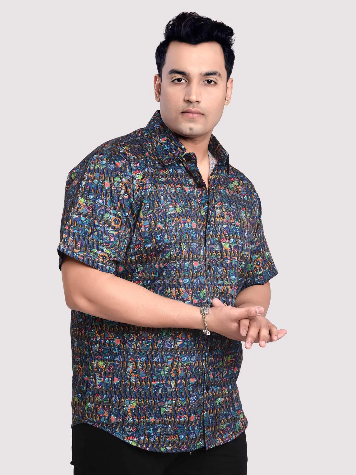 Little Paisley Digital Printed Shirt Men's Plus Size