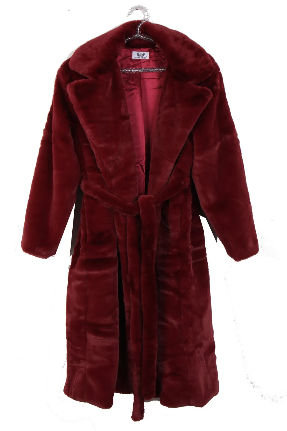 Longline Faux Fur Coat with Belt