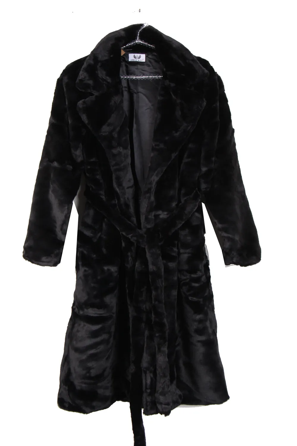 Longline Faux Fur Coat with Belt