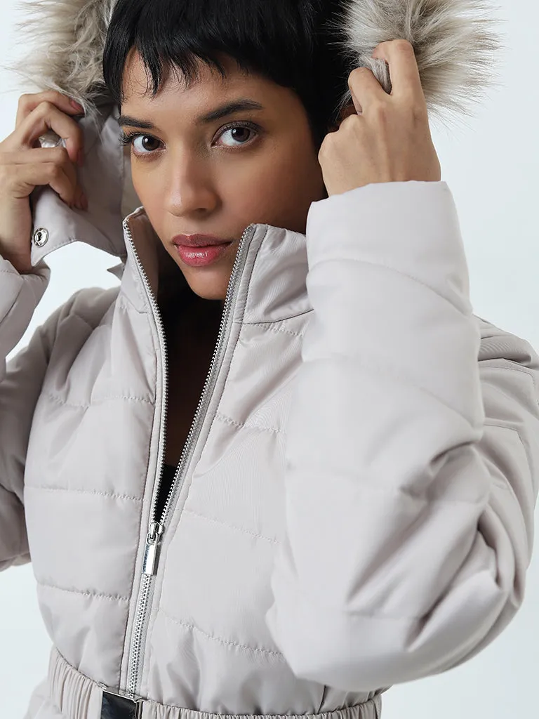 LOV Light Grey Quilted Puffer Jacket