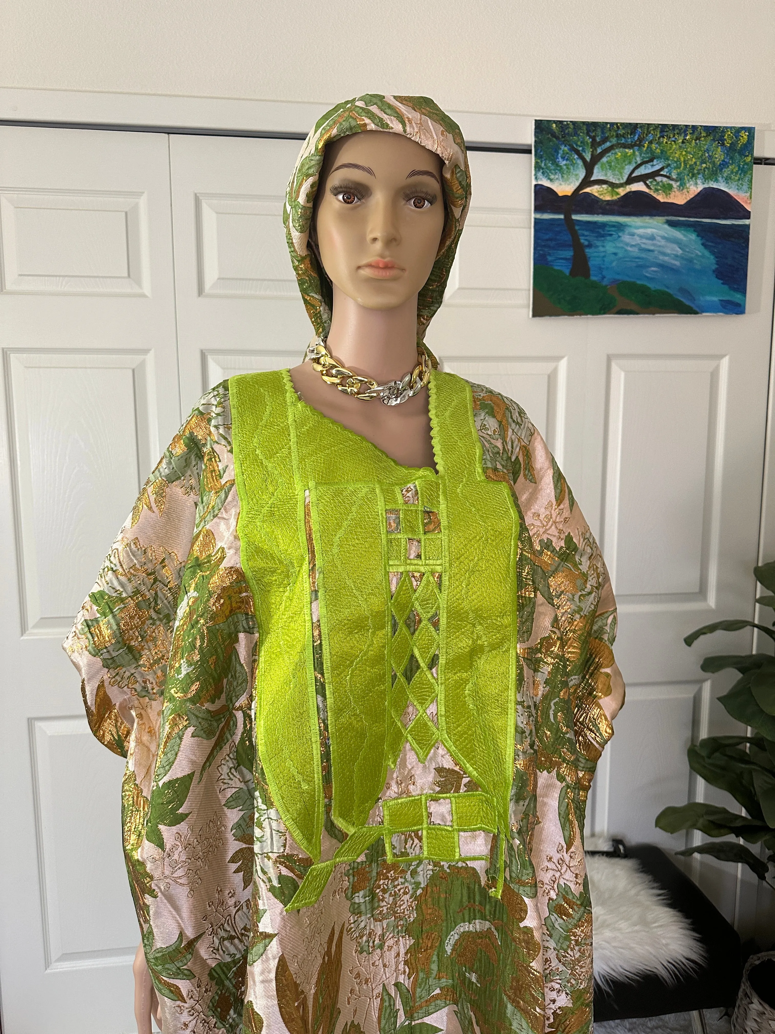 Luxury Olive Kaftan bubu dress