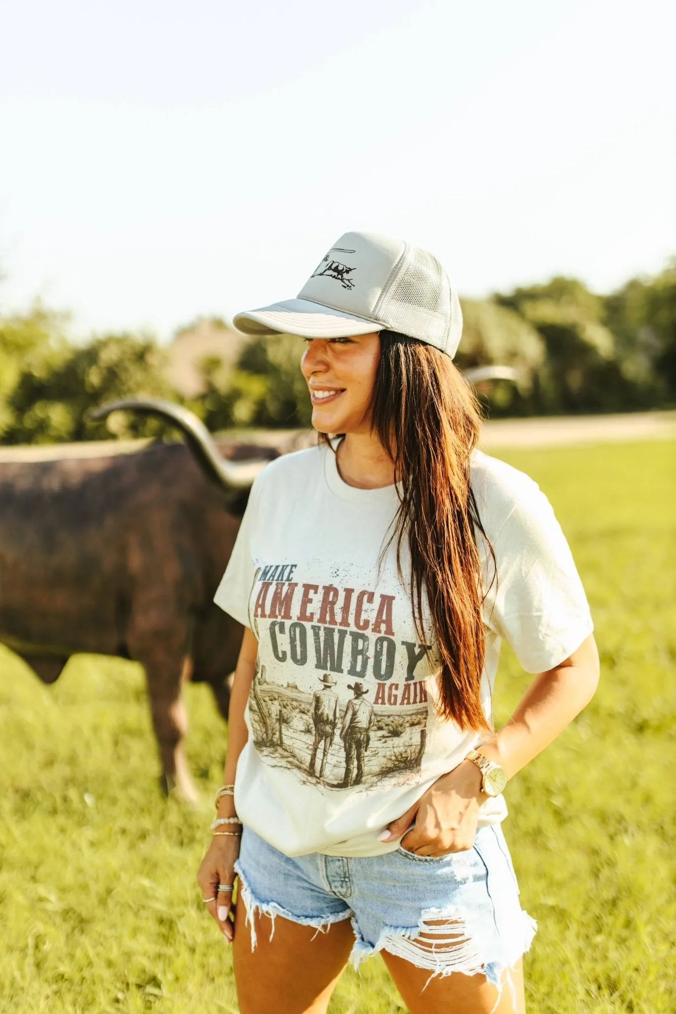 Make America Cowboy Again Western Scene Graphic Tee