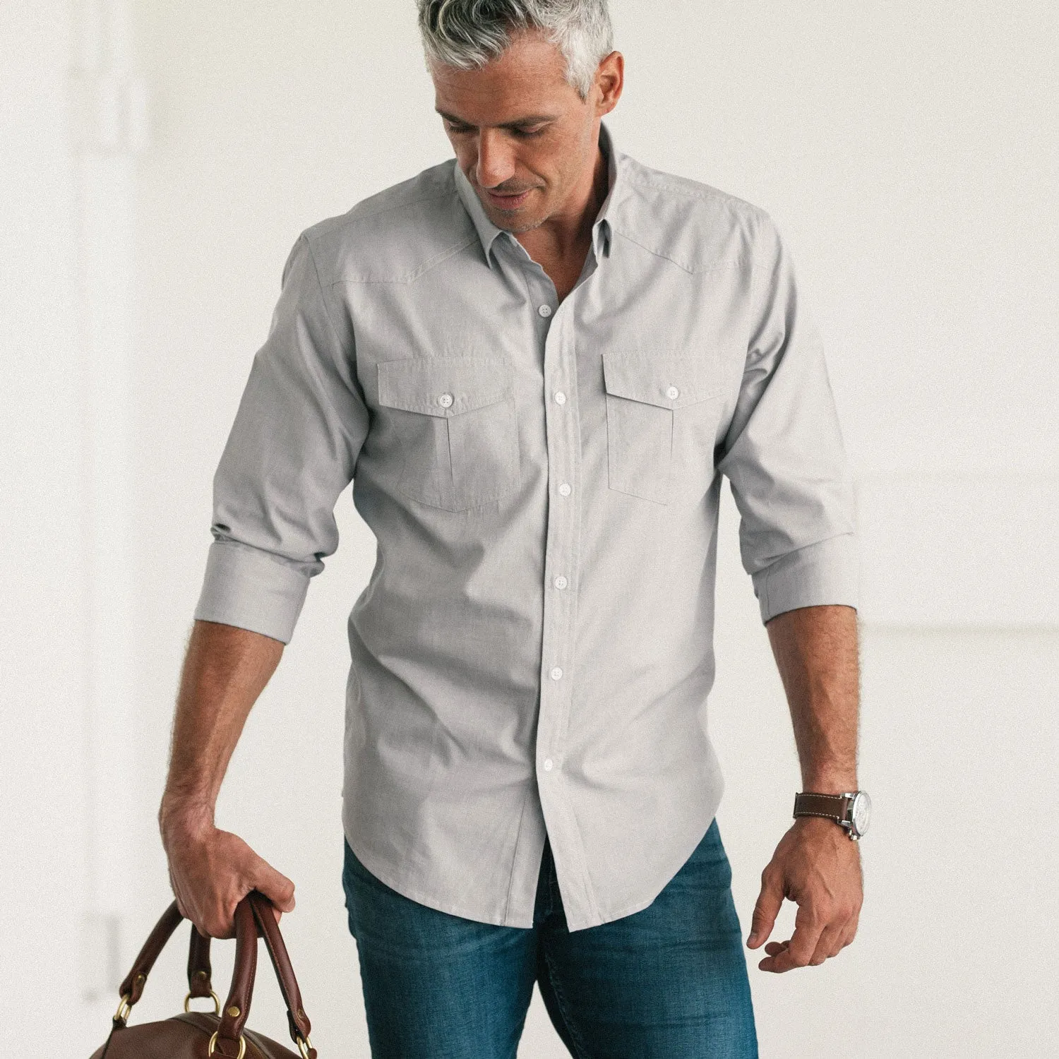 Maker Shirt – Aluminum Gray End-on-End