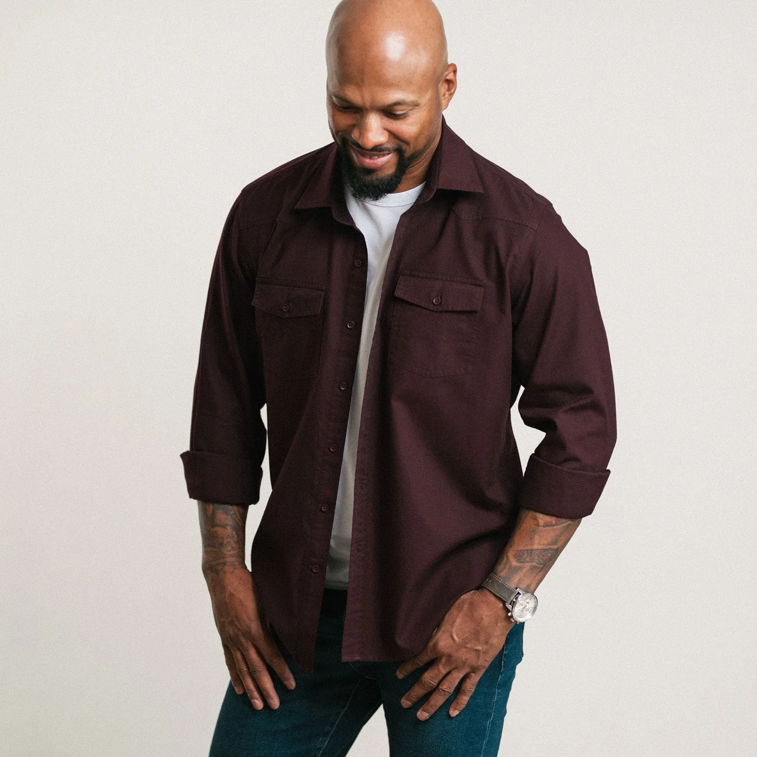 Maker Shirt – Dark Burgundy Cotton Oxford