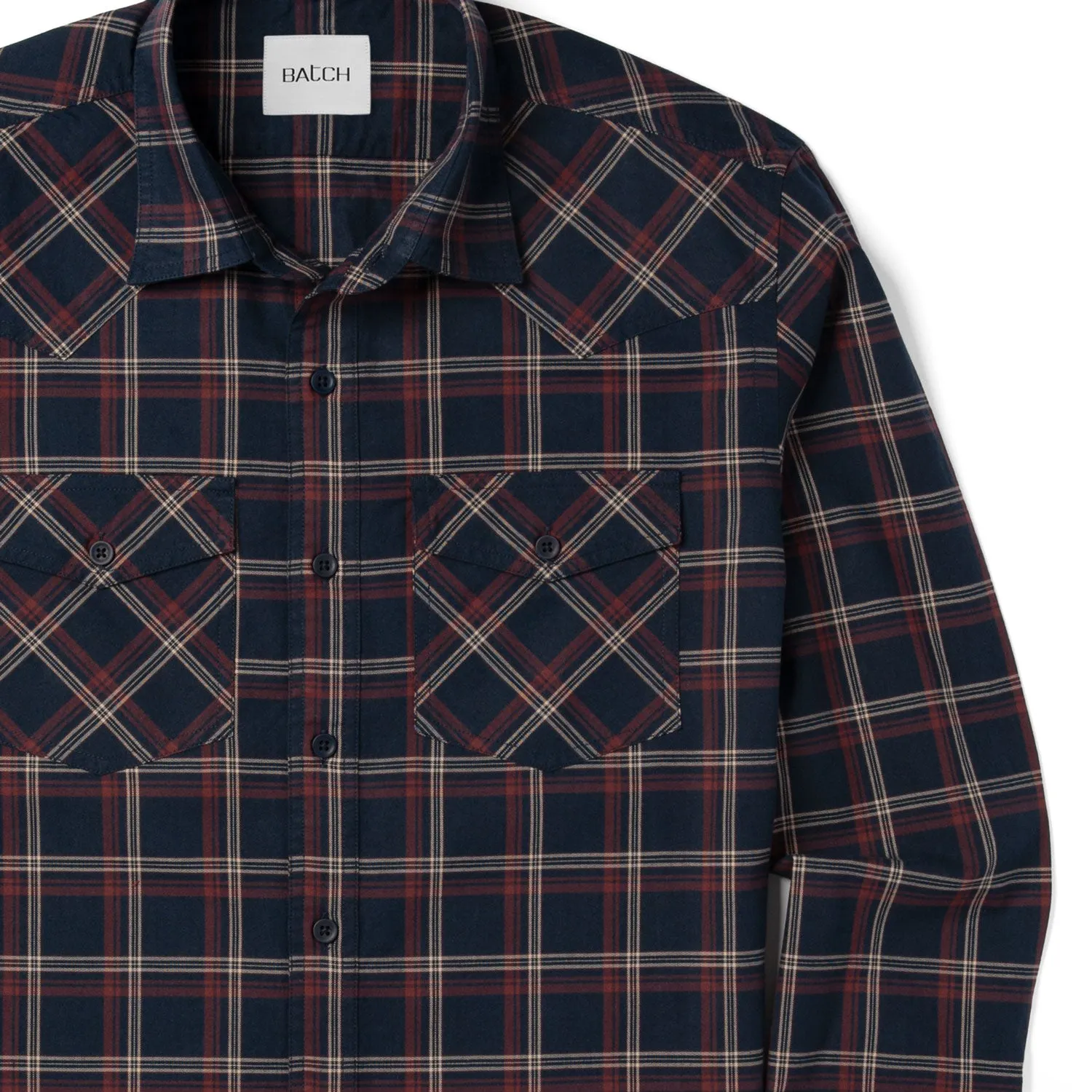 Maker Shirt – Navy Blue Cotton Oxford Plaid