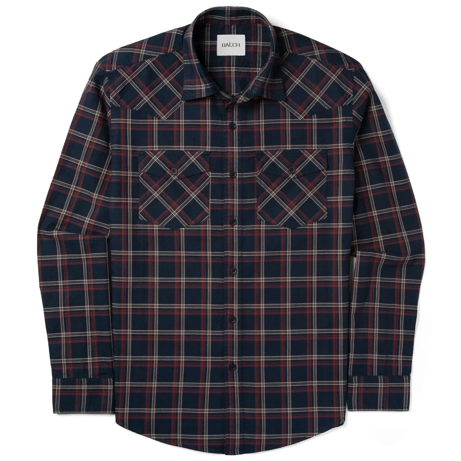 Maker Shirt – Navy Blue Cotton Oxford Plaid