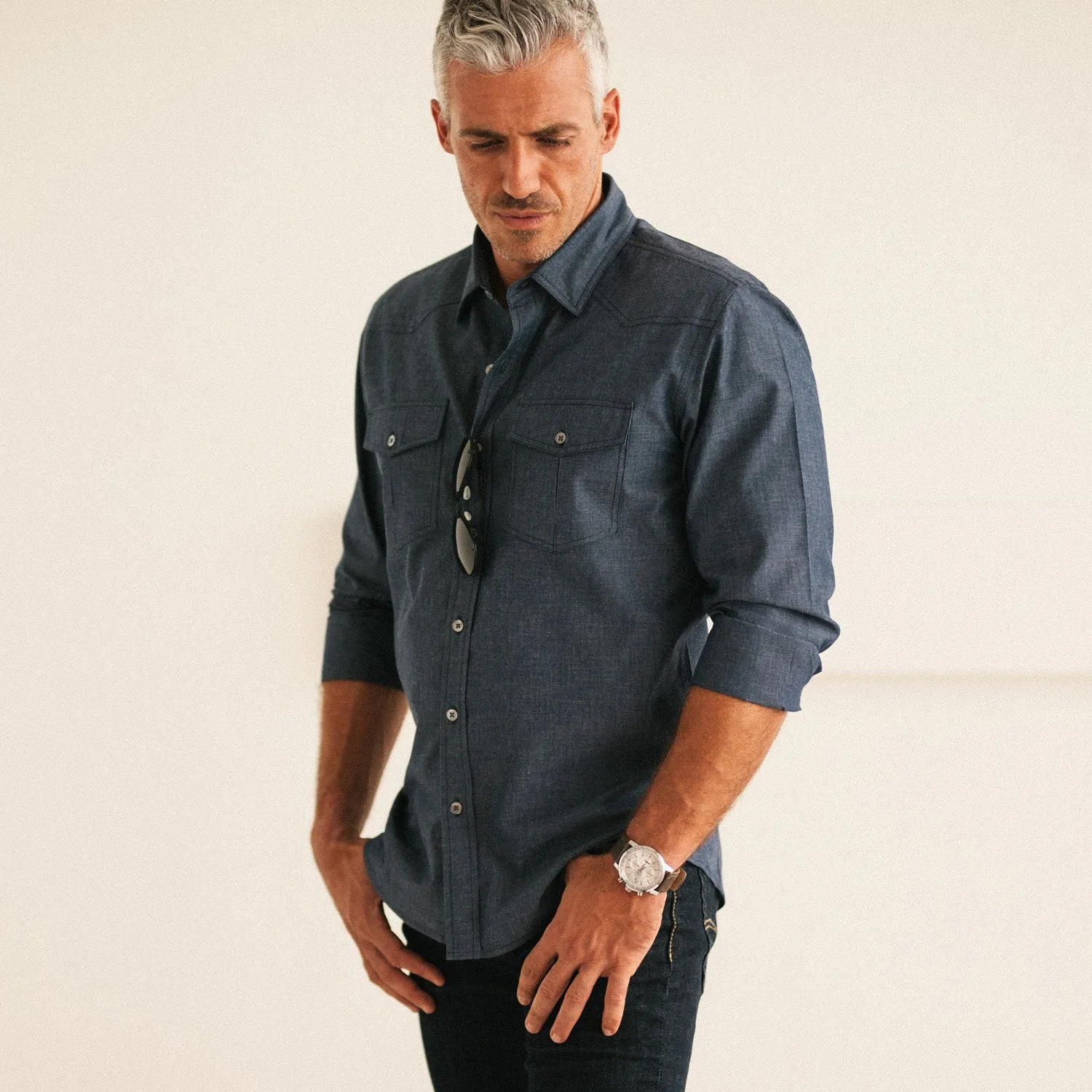 Maker Shirt – Navy End-on-End