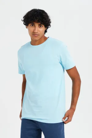 Men Blue Solid T-Shirt