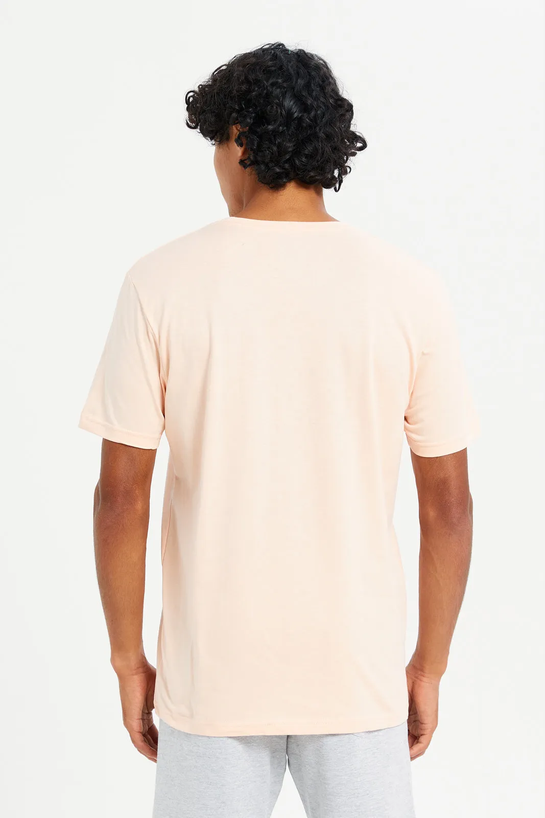 Men Pink Crew Neck T-Shirt