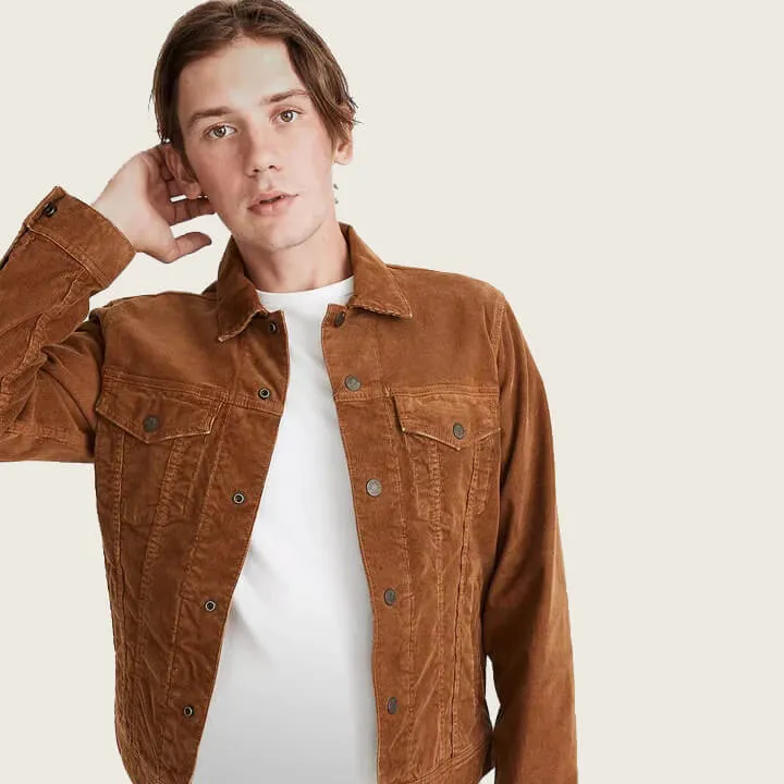 Men's Brown Corduroy Trucker Jacket