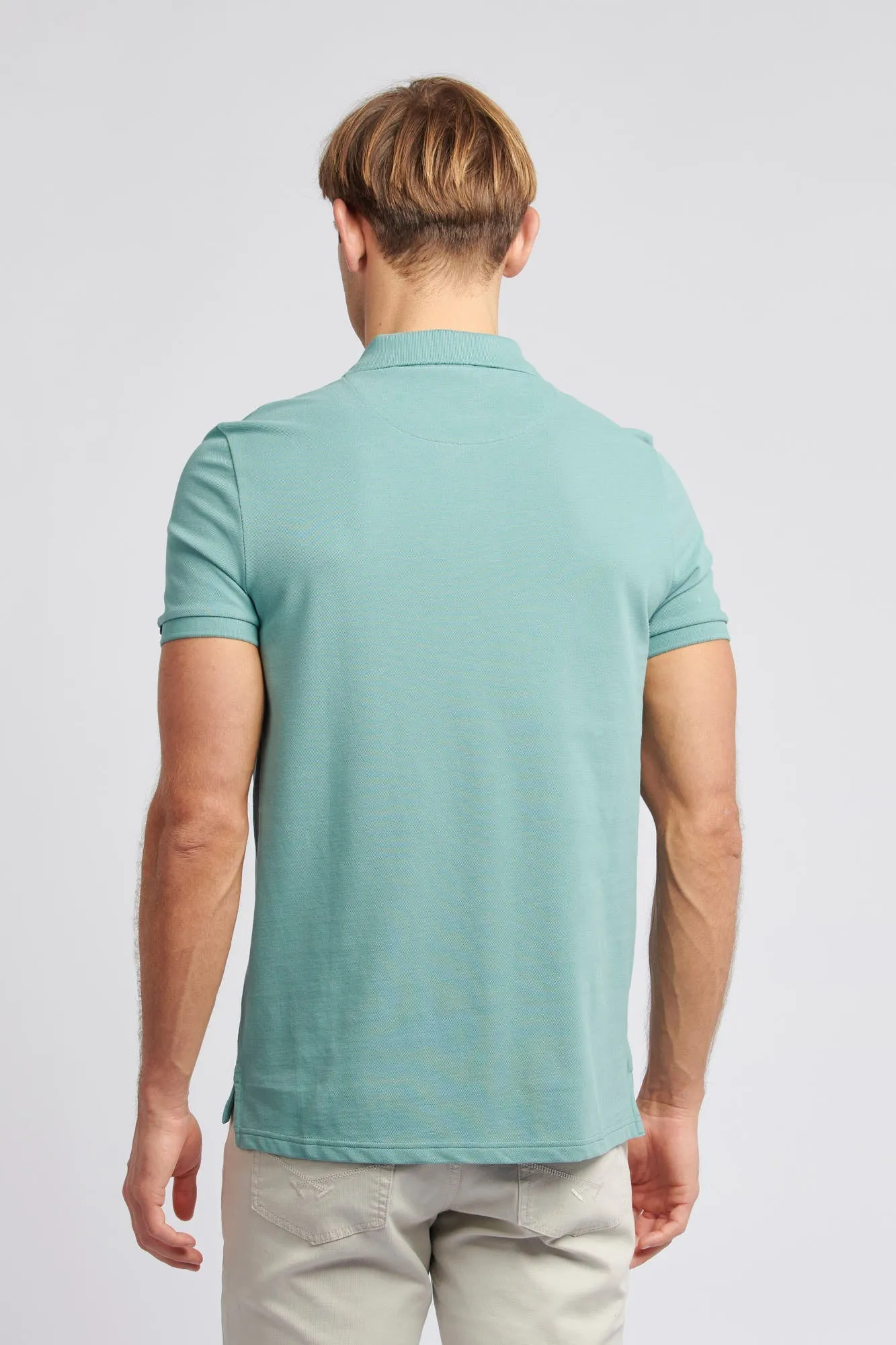 Mens Pique Polo Shirt in Mineral Blue