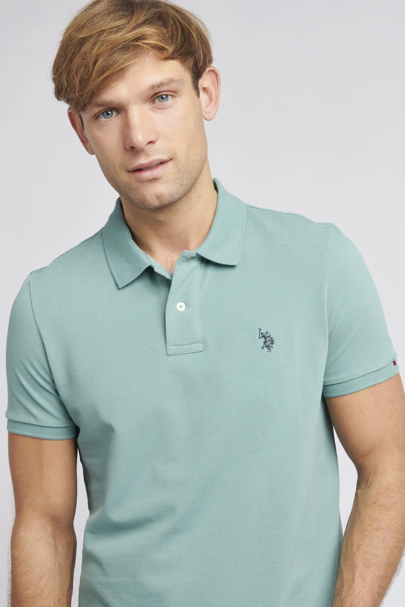 Mens Pique Polo Shirt in Mineral Blue