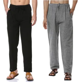 Men's Pyjama Pack of 2 | Grey & Black | Fits Waist Sizes 28" to 36"