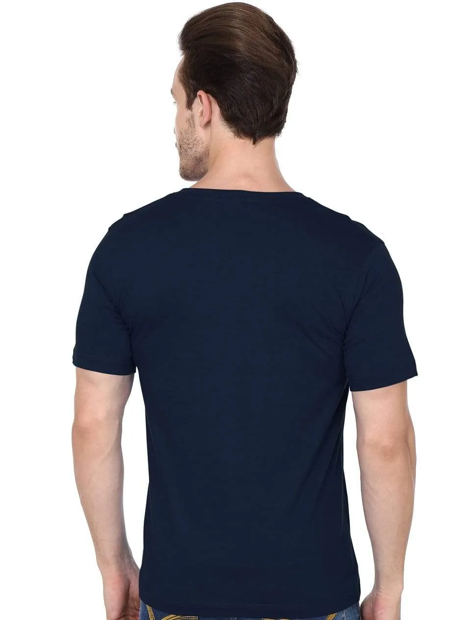 Men's V-neck plain T-shirt Navy Blue (Regular Fit)