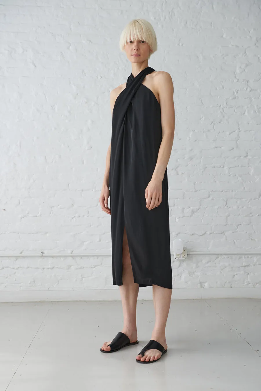 Minimalist Valentina Vegan Silk Halter Dress