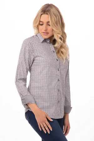 Modern Gingham Women's Long Sleeve Dress Shirt