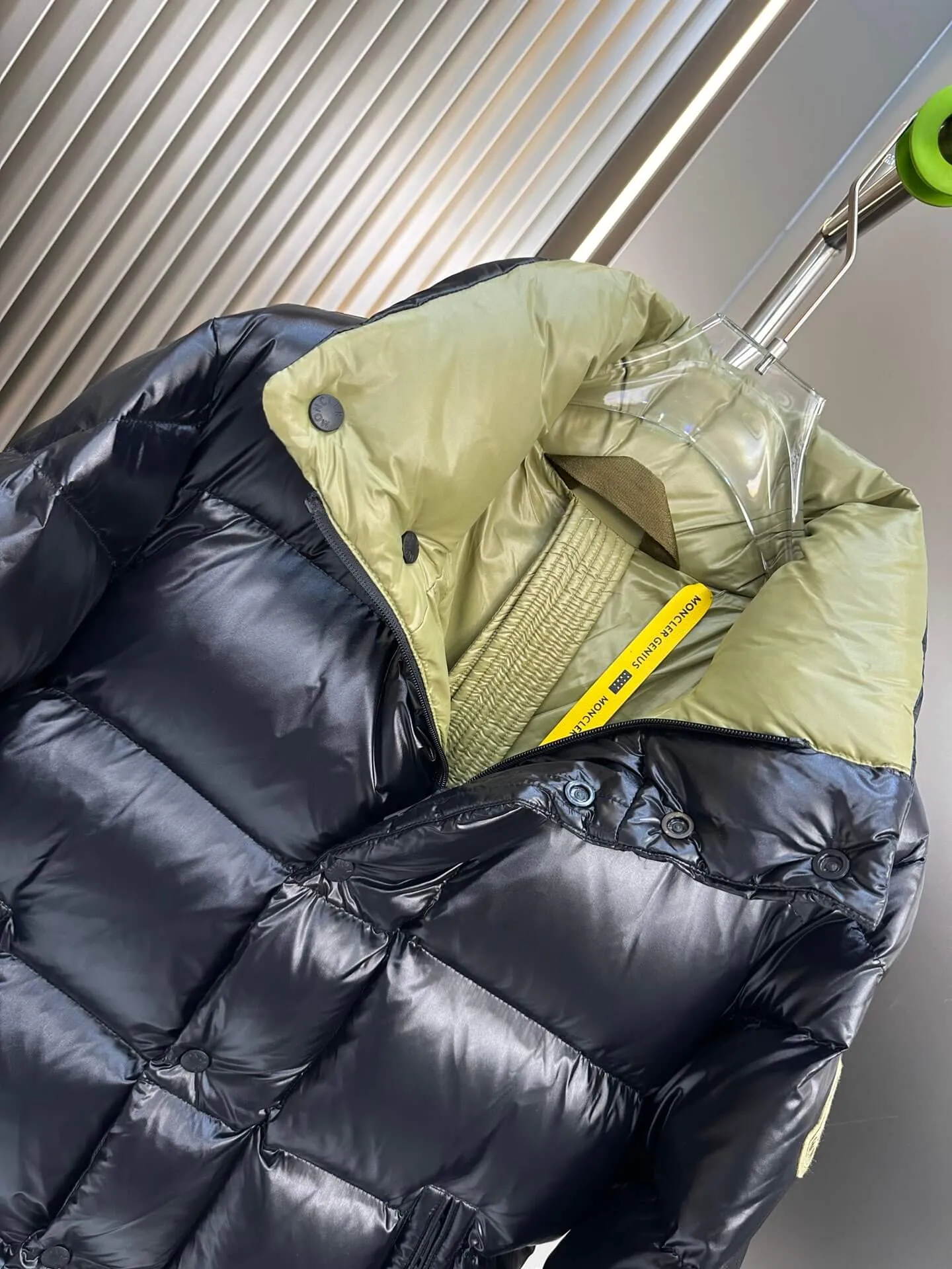 Moncler Black Yellow Reversible Puffer Down Jacket