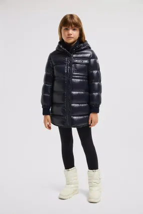 Moncler Enfant Girls Down Padded Dacca Long Parka in Navy