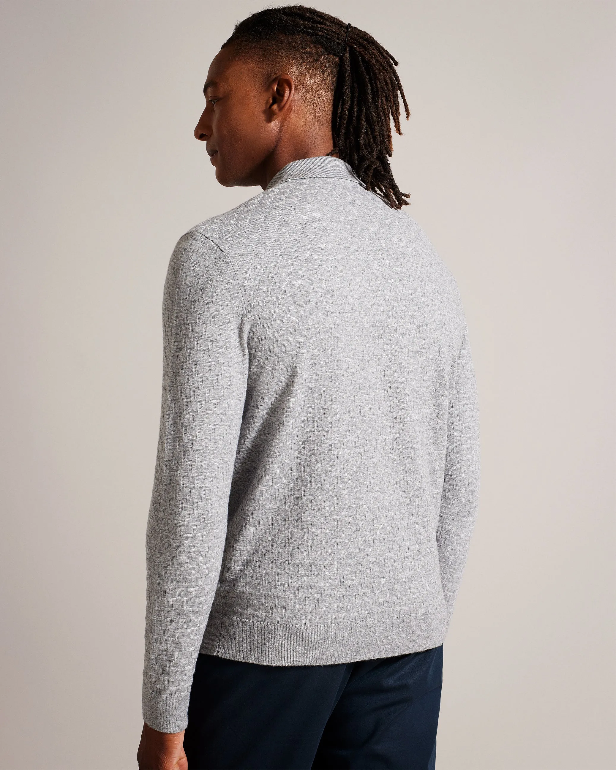 Morar Ls T Stitch Knitted Polo Grey