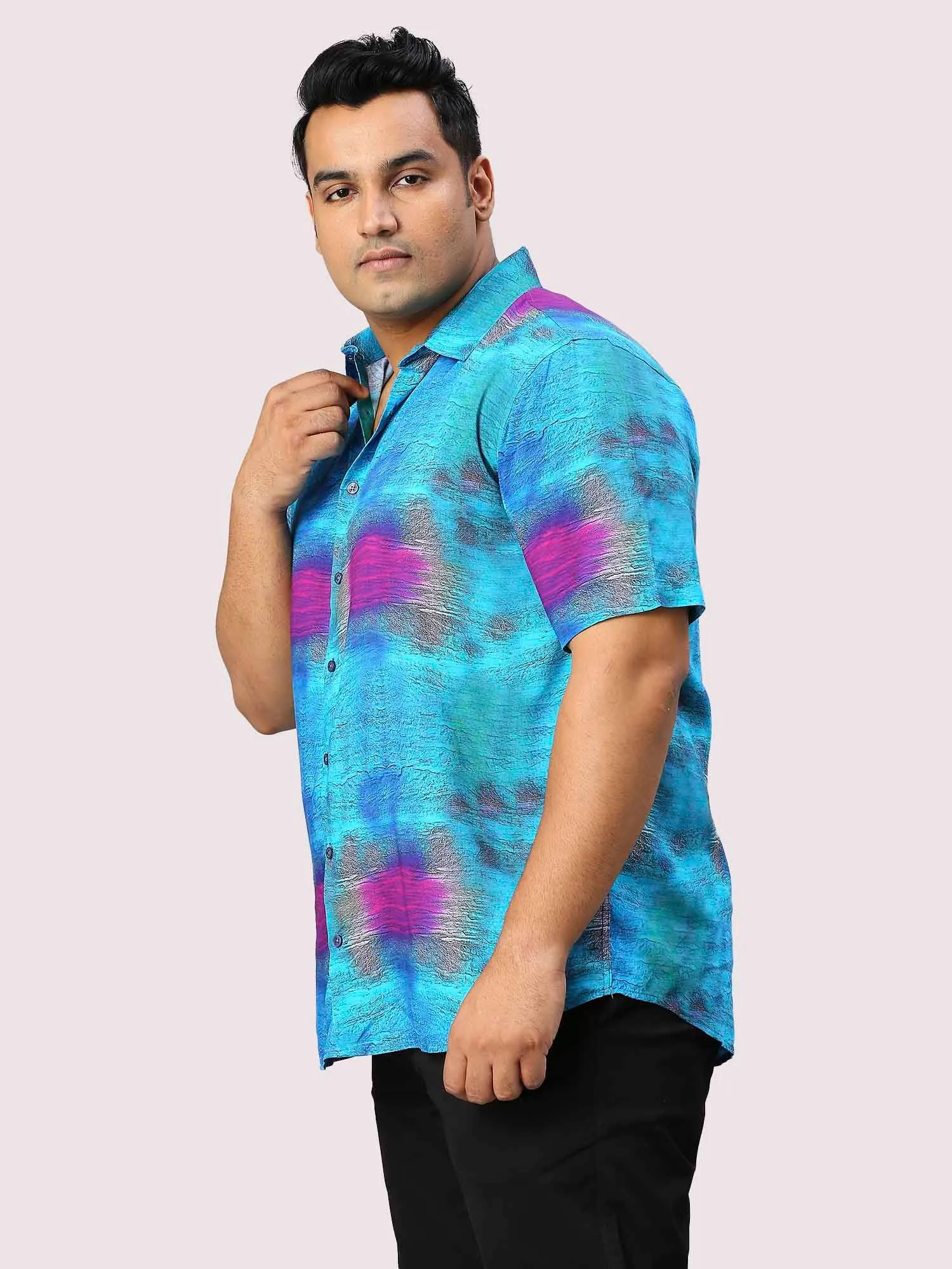 Oceanic Digital Printed Half Sleeve Men's Plus Size Shirt