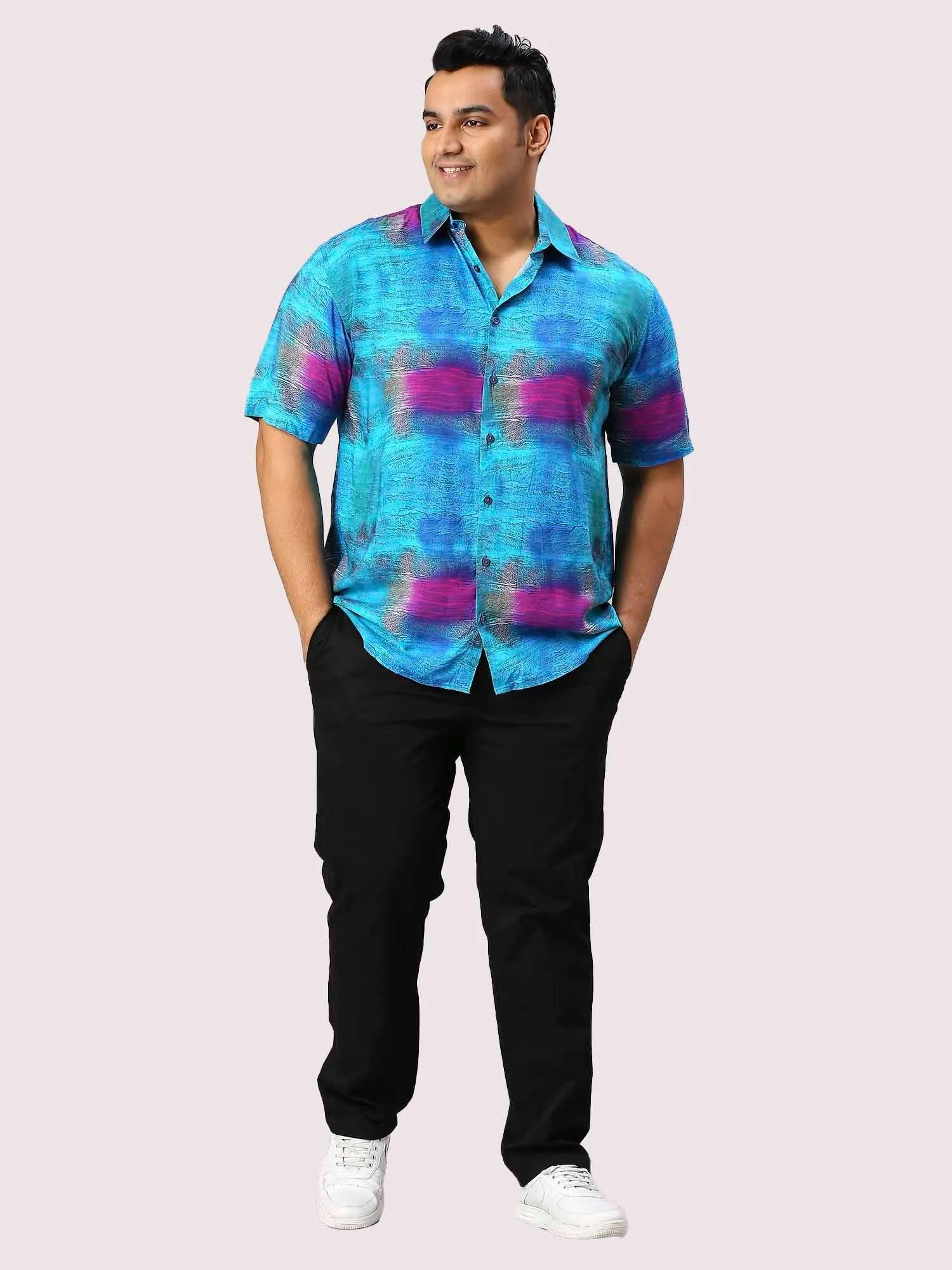 Oceanic Digital Printed Half Sleeve Men's Plus Size Shirt