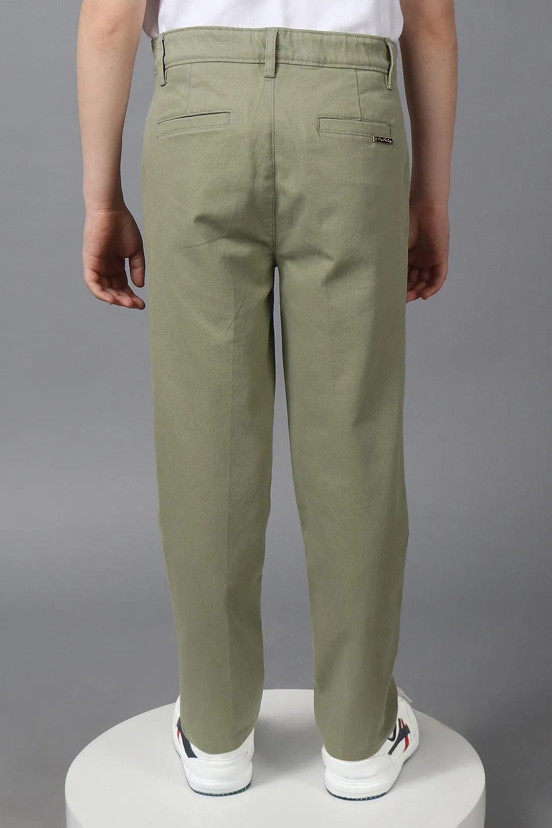 One Friday Kids Boys 100% Cotton Green Chinos With Pockets