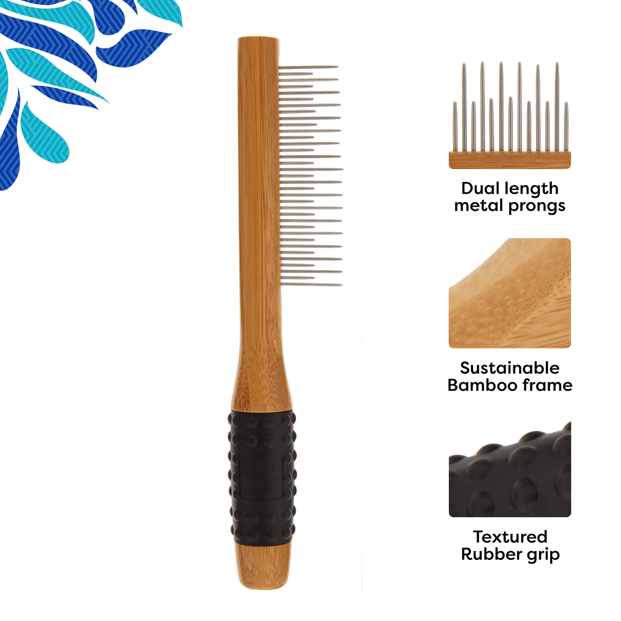 Only Natural Pet Comb with Bamboo Handle for Dogs