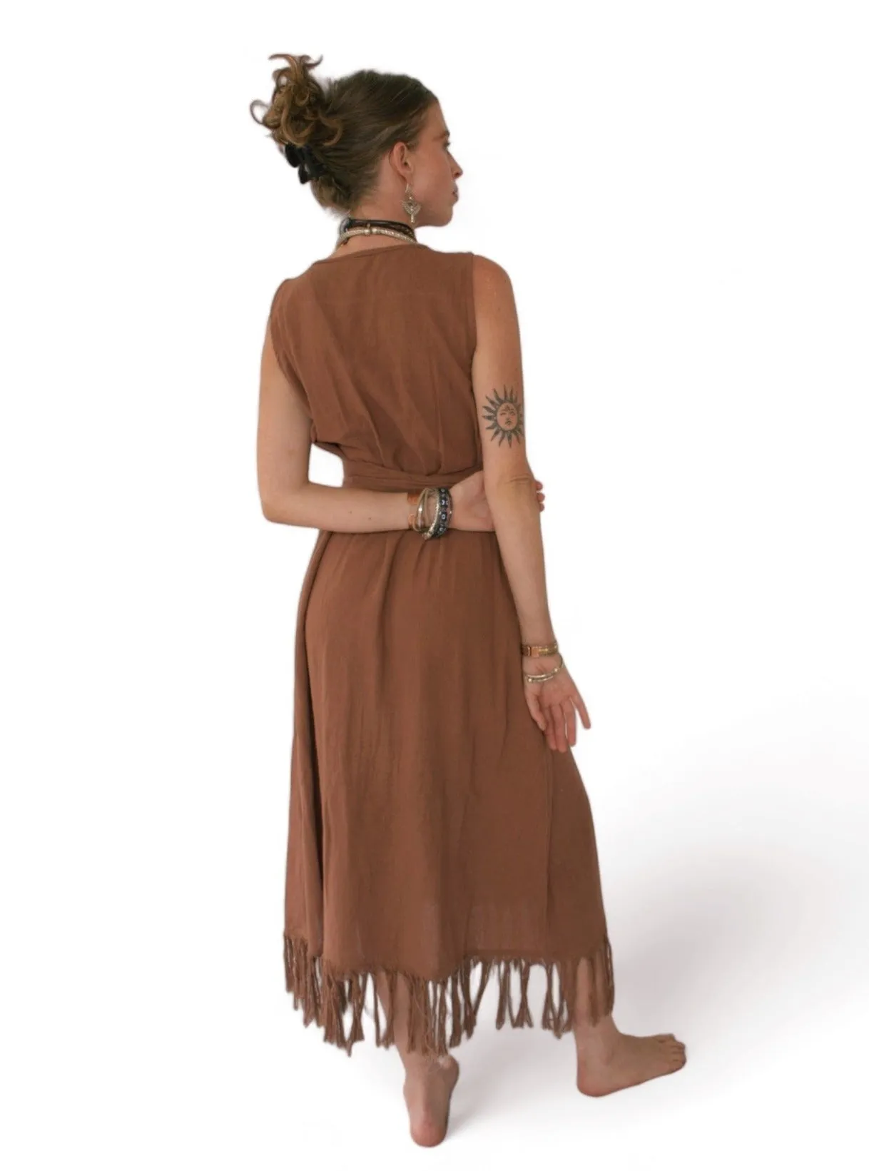 Organic Cotton Terracotta Fringe Dress