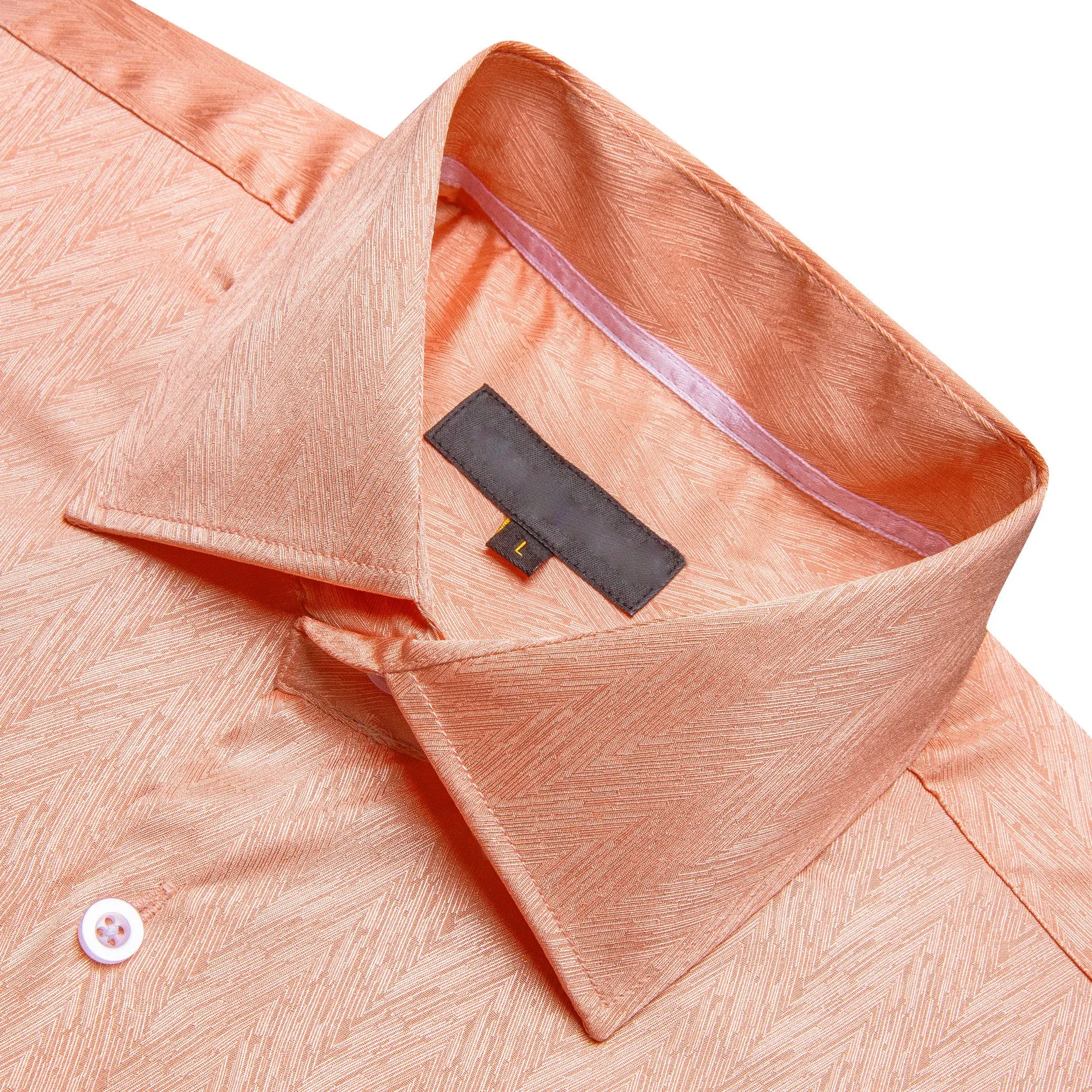 Pale Orange Novelty Silk Men's Long Sleeve Shirt