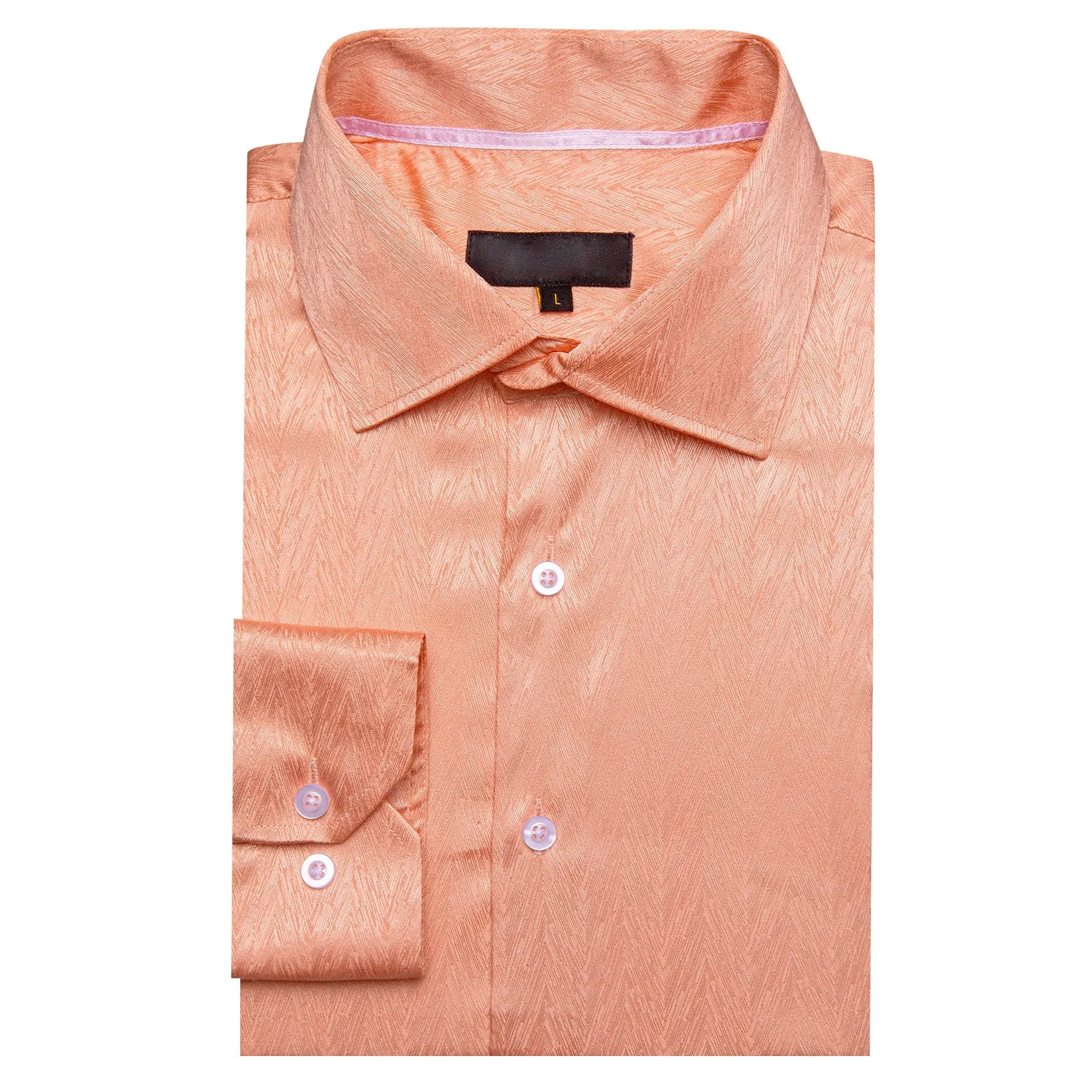 Pale Orange Novelty Silk Men's Long Sleeve Shirt