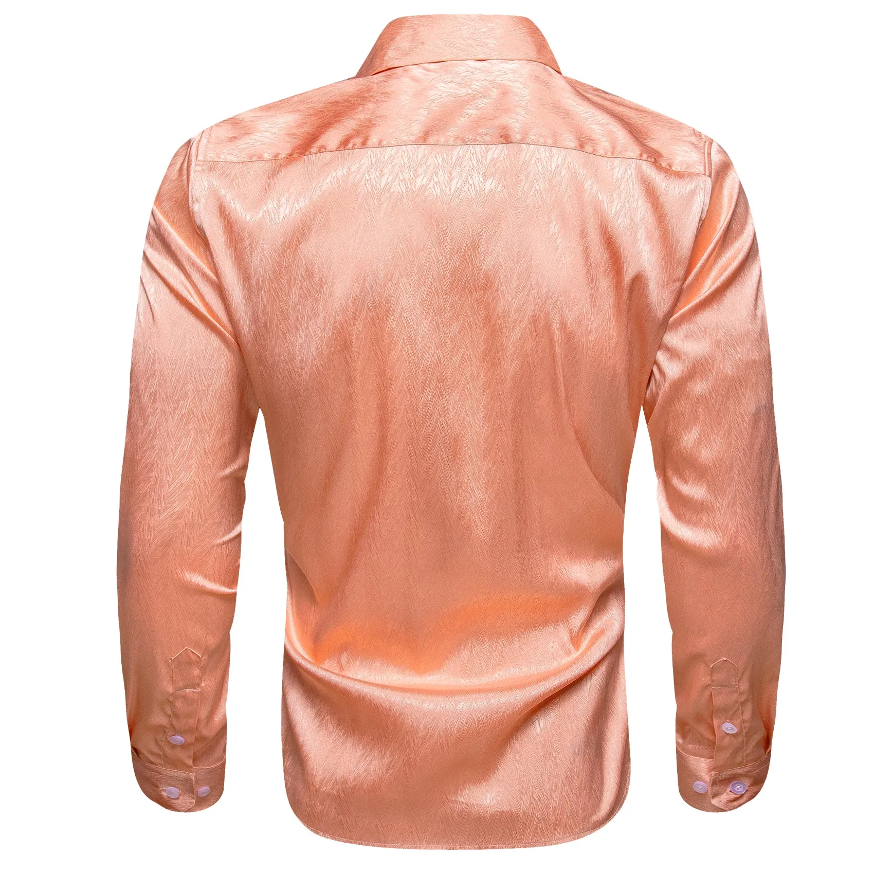 Pale Orange Novelty Silk Men's Long Sleeve Shirt