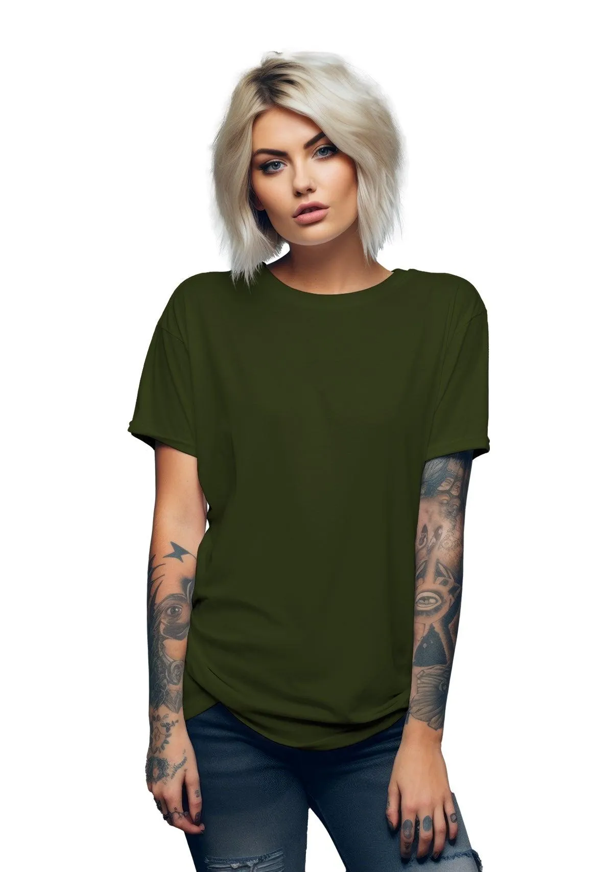 Perfect TShirt Co Womens Original Boyfriend T-Shirt -Olive Green