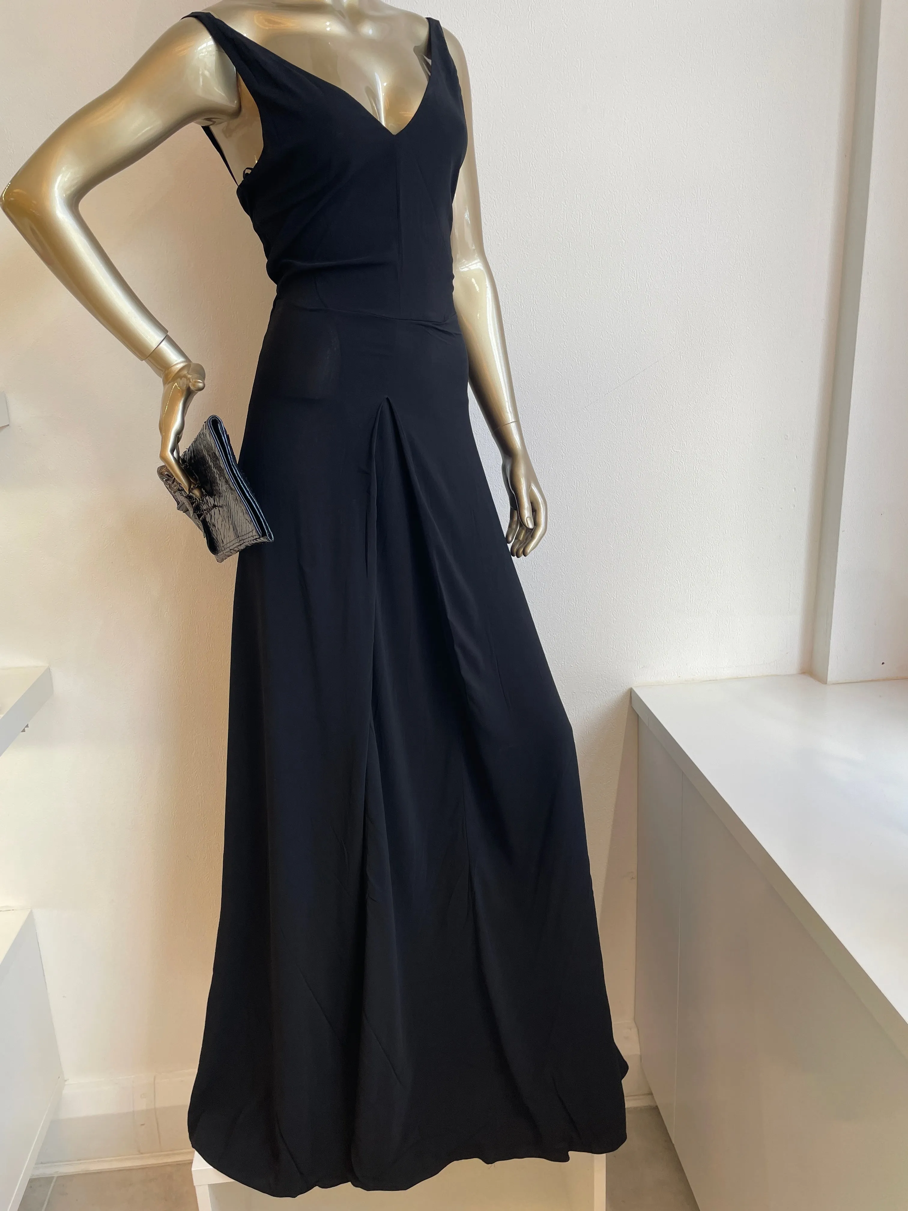 Pierre Balmain Black Maxi Back Detail Dress UK 6-8 XS