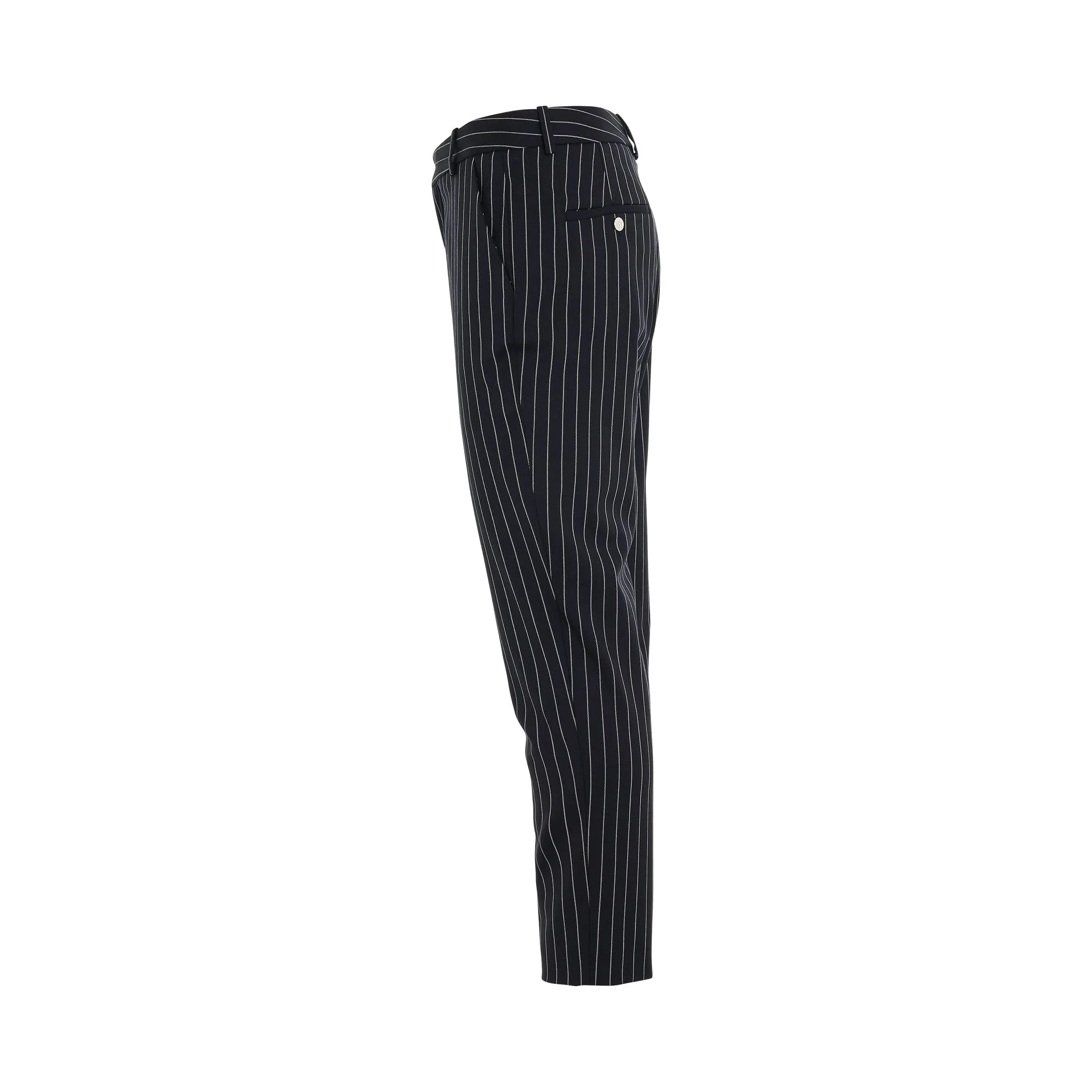 Pinestripe Wool Straight Pants in Marine