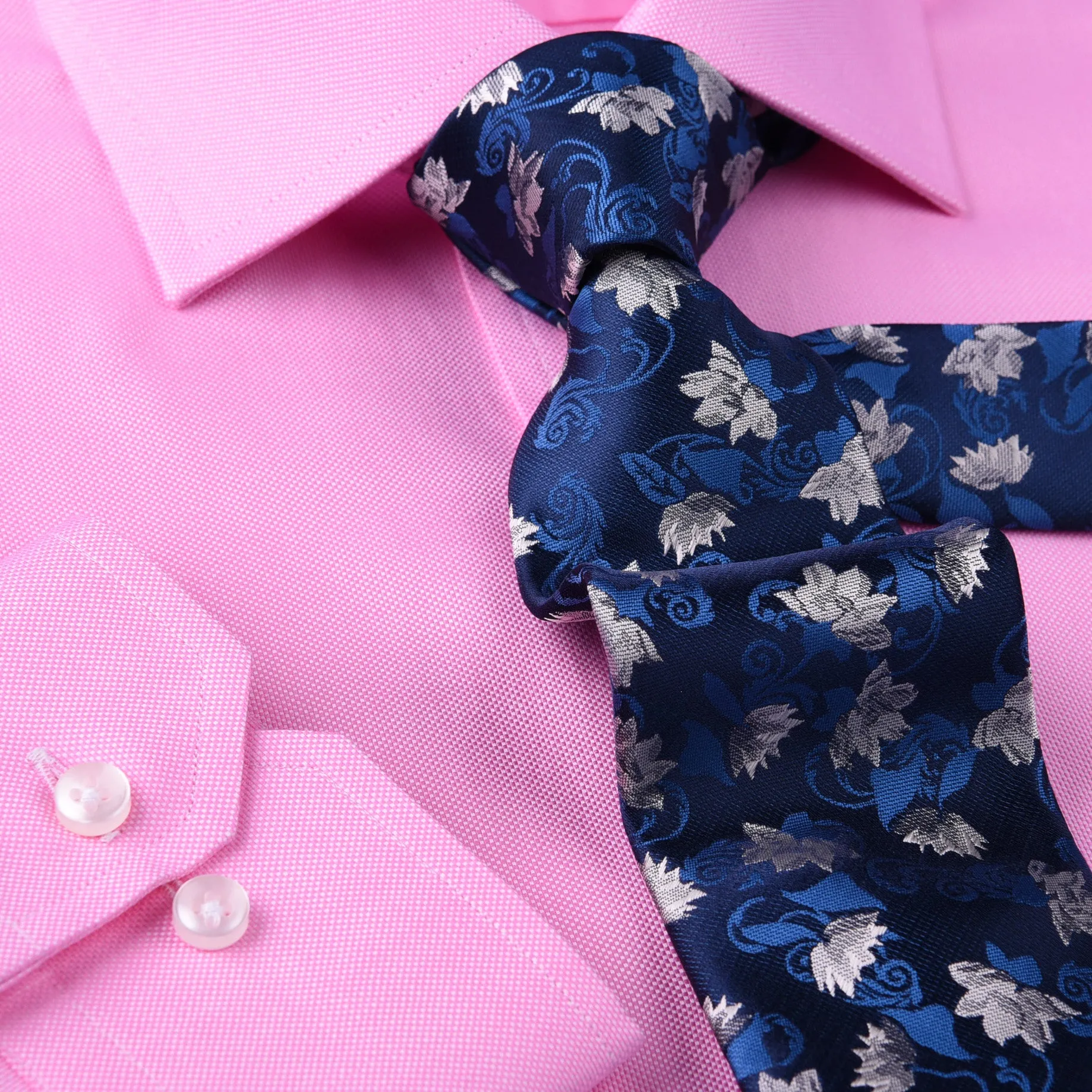 Pink Oxford Formal Business Dress Shirt Spread Collar Button Cuffs Limited Stock in Single Button Cuffs