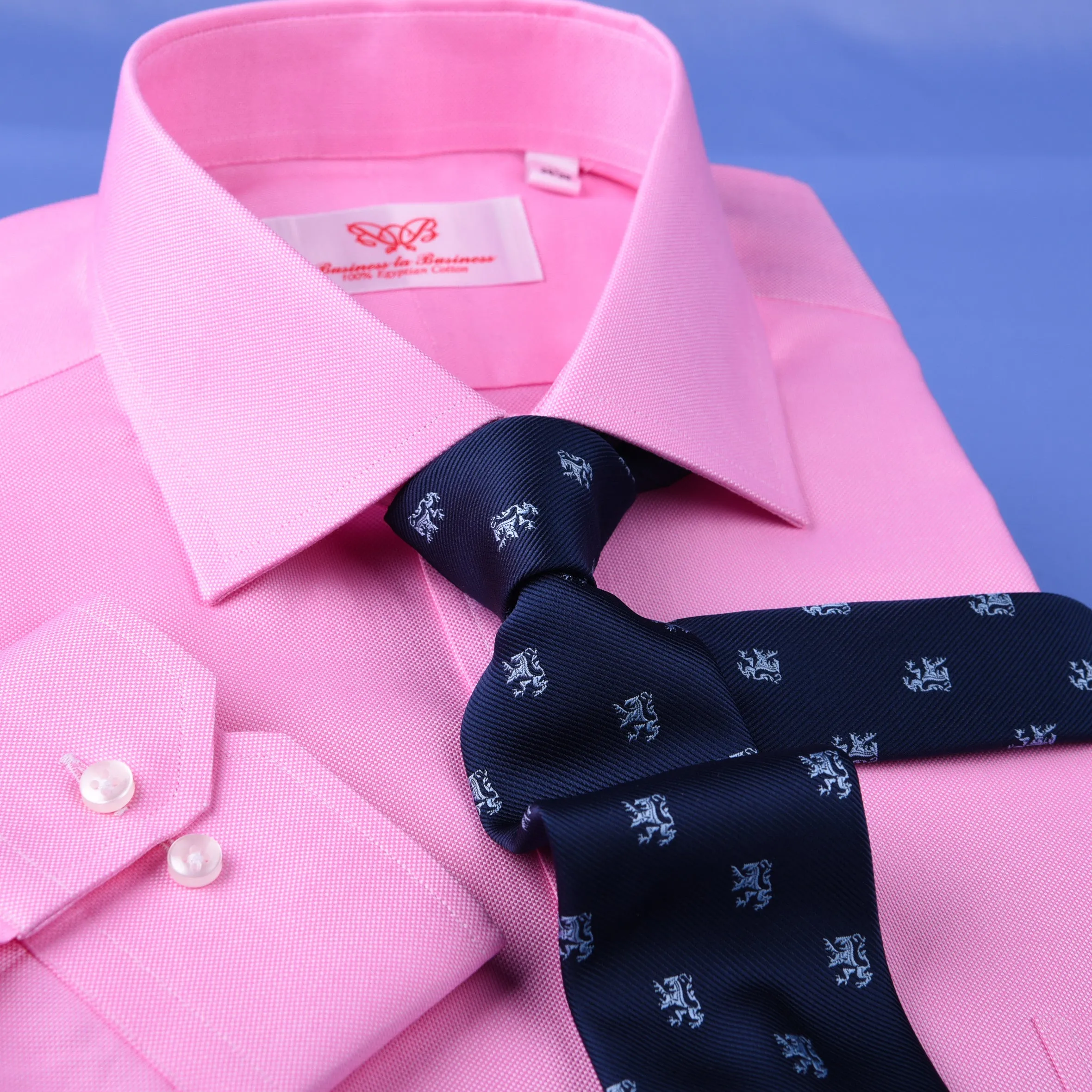 Pink Oxford Formal Business Dress Shirt Spread Collar Button Cuffs Limited Stock in Single Button Cuffs