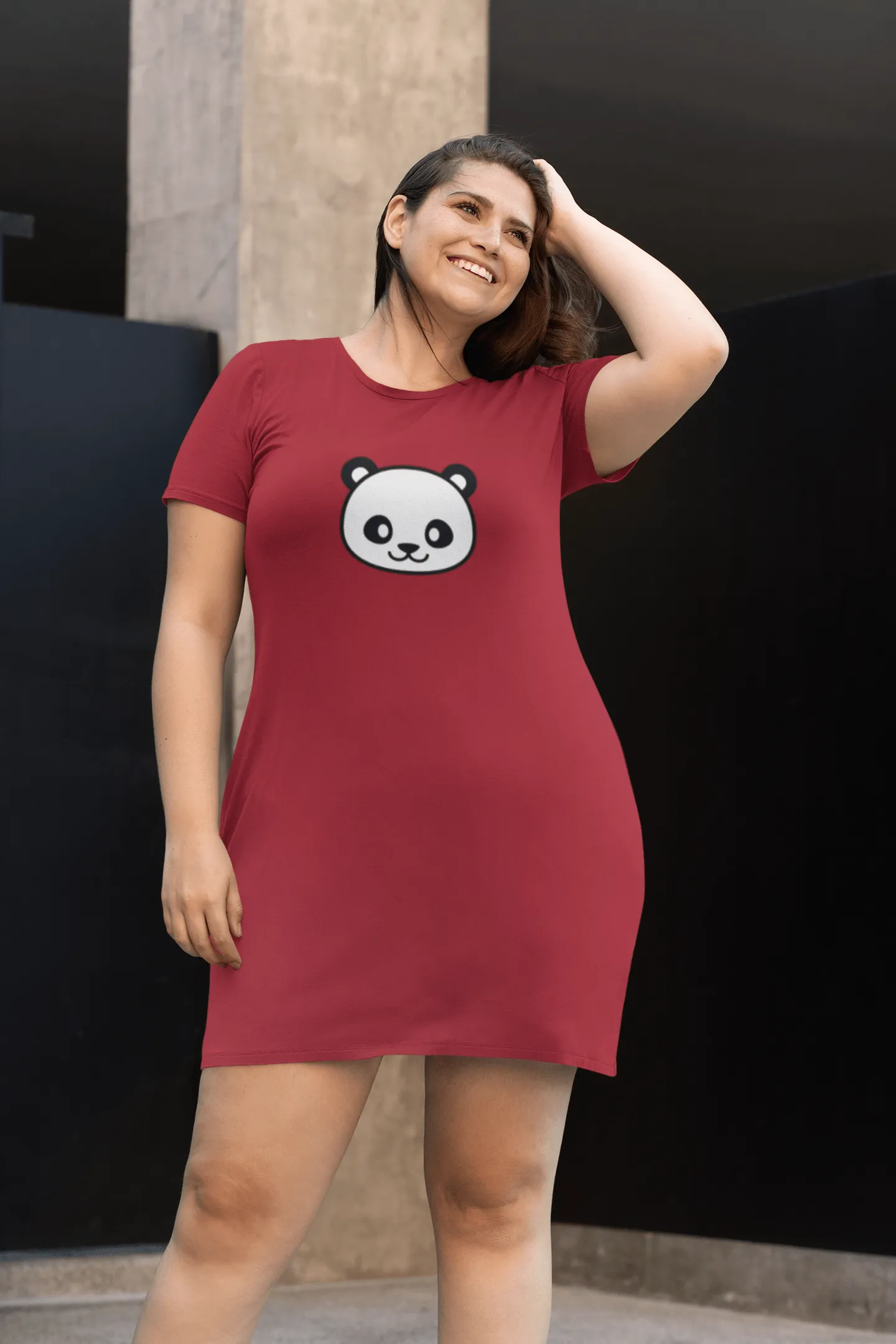 " CUTE PANDA " - 3/4TH SLEEVE T-SHIRT DRESSES