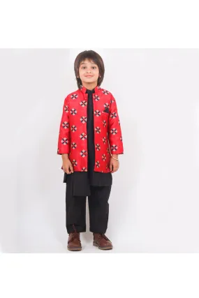 Rani coat with black kurta and pyjama