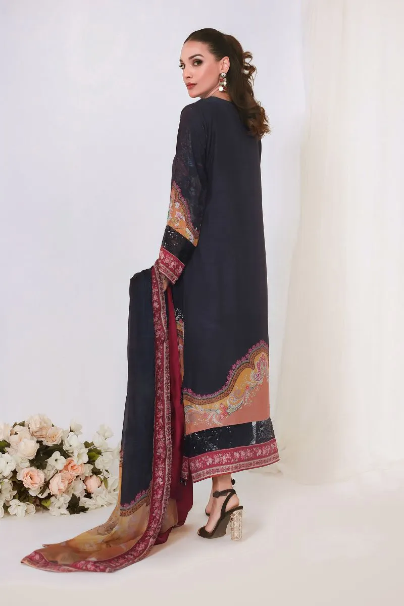 Reema Ahsan - SIREN - Korean raw silk  - Black  - 3 Piece