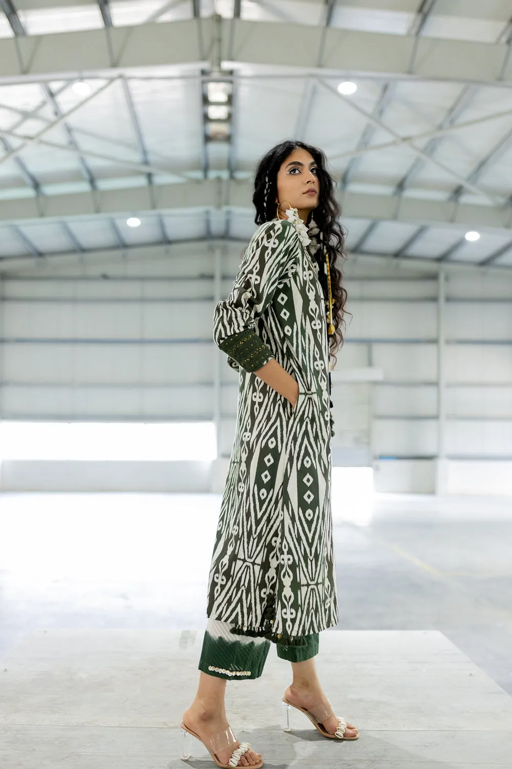 Rey Olive Kurta With Pants