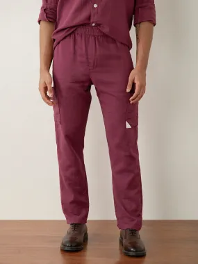 Rust Plain Cotton Loose Pant