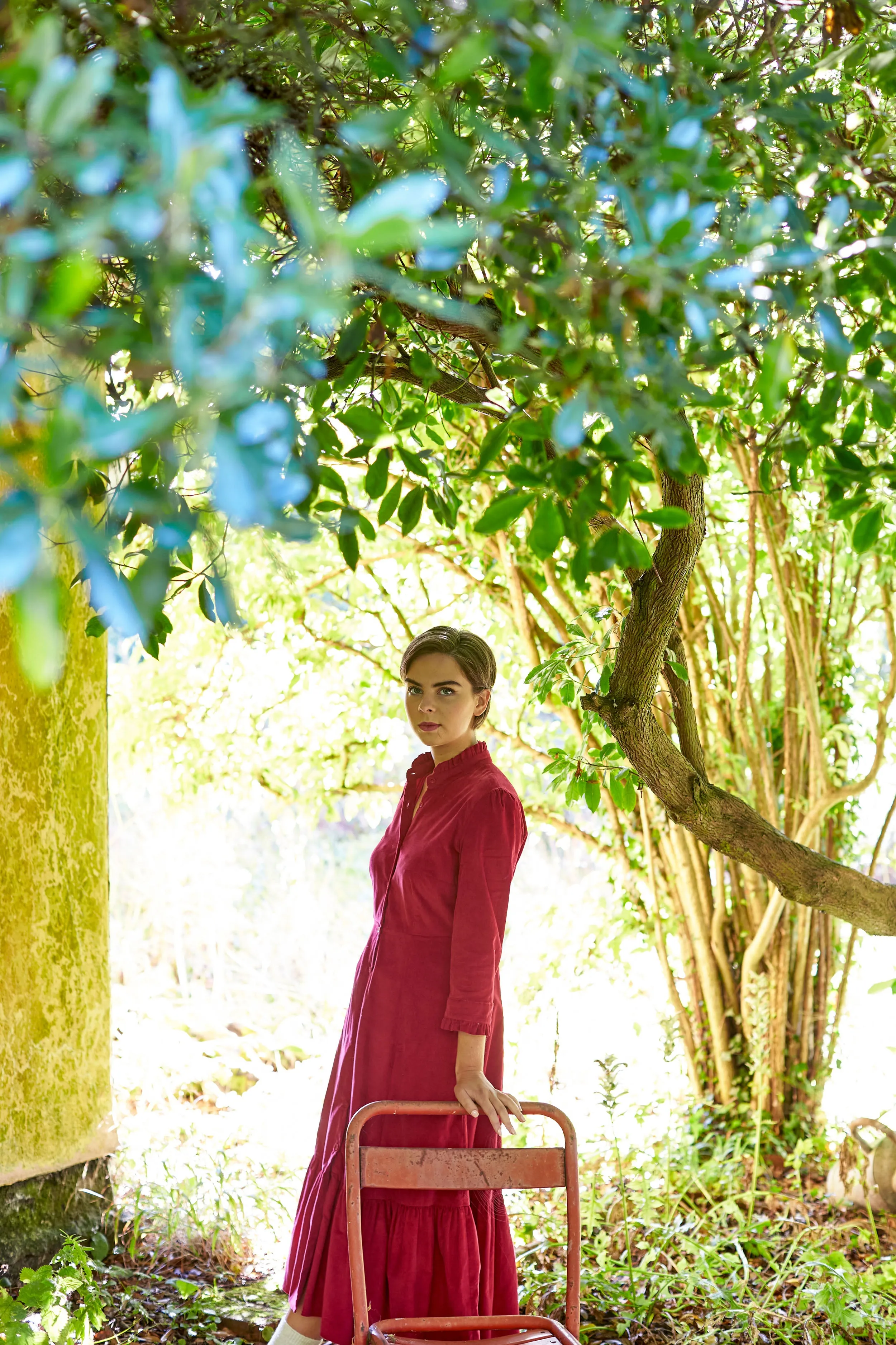 Saltaire Shirt Dress in Red Corduroy