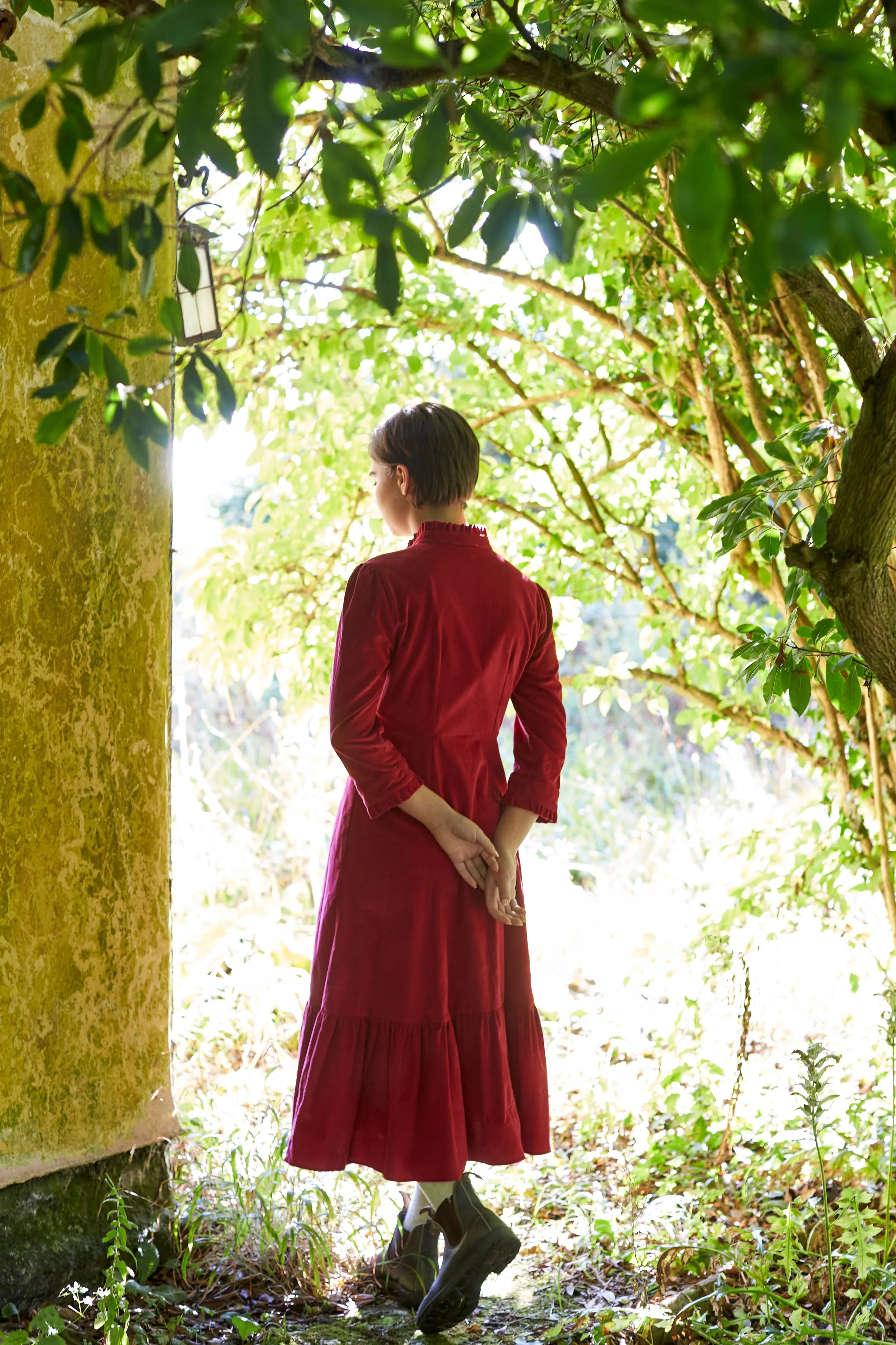 Saltaire Shirt Dress in Red Corduroy